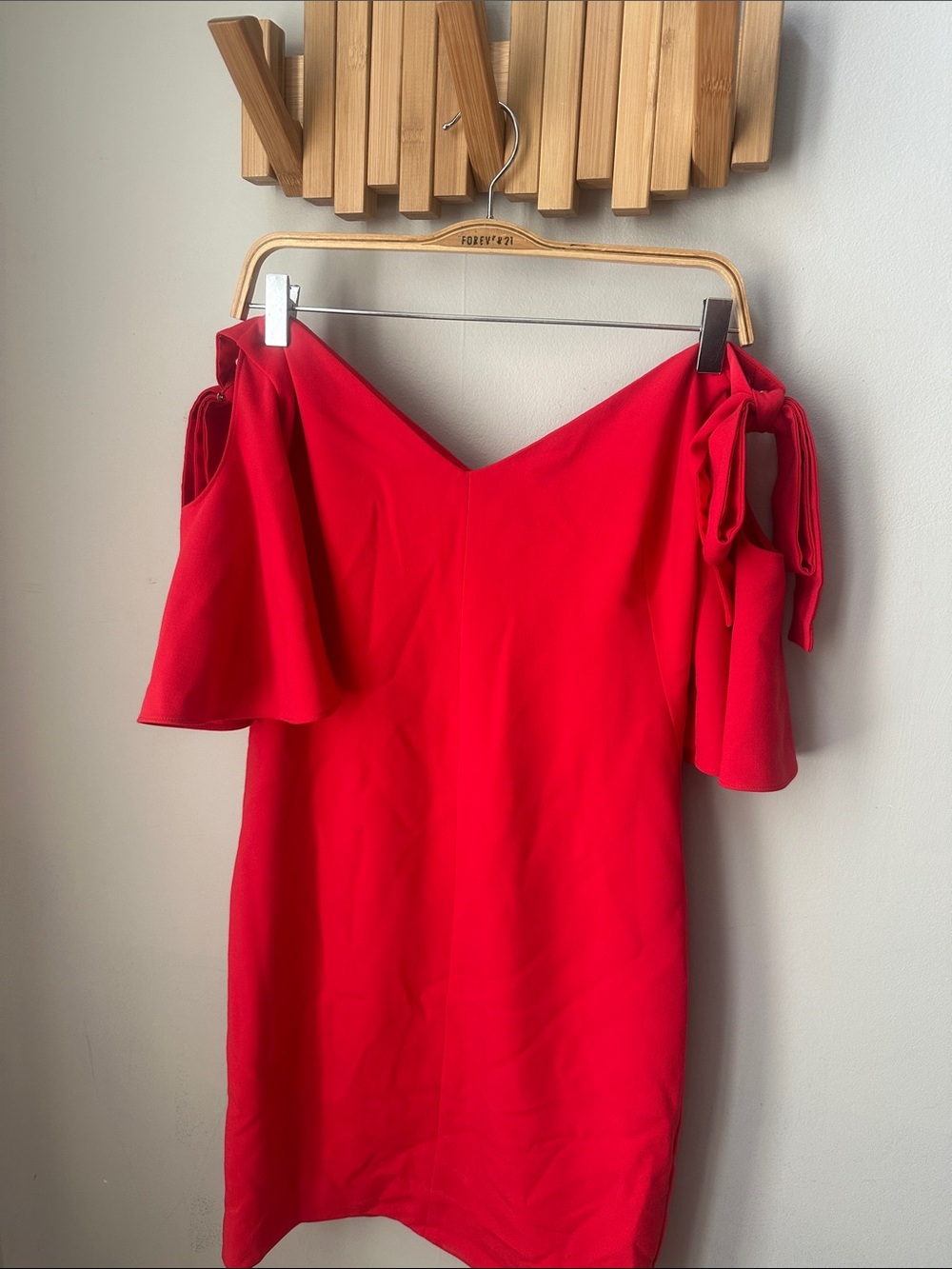 Black Halo Red Bow-Sleeve Dress
